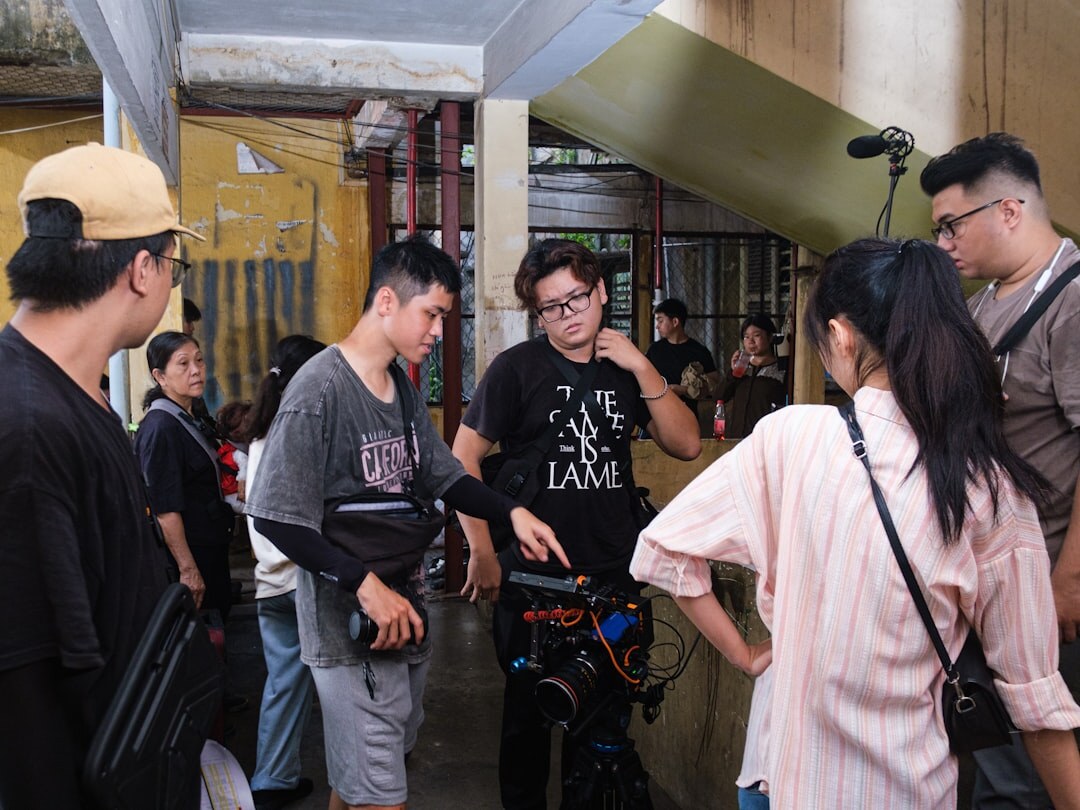 diverse film crew on location