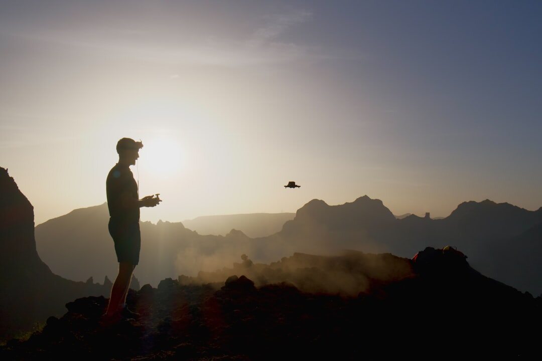 drone flying over landscape